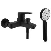 Laufen Laurin Wall-Mounted Bath / Shower Mixer with Hose & Hand Shower - Matt Black