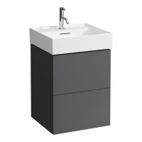 Kartell by Laufen 480mm 2 Drawer Vanity Unit with Organiser - Slate Grey