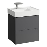 Kartell by Laufen 580mm 2 Drawer Vanity Unit with Organiser (For Right Hand Shelf Basin) - Slate Grey