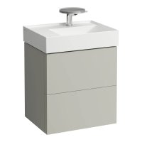 Kartell by Laufen 580mm 2 Drawer Vanity Unit with Organiser (For Left Hand Shelf Basin) - Pebble Grey