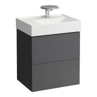 Kartell by Laufen 580mm 2 Drawer Vanity Unit with Organiser (For Left Hand Shelf Basin) - Slate Grey