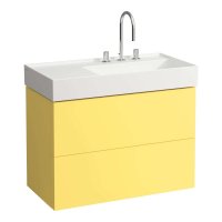 Kartell by Laufen 880mm 2 Drawer Vanity Unit with Organiser (For Left Hand Shelf Basin) - Mustard Yellow