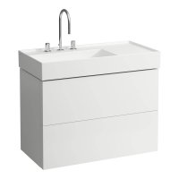 Kartell by Laufen 880mm 2 Drawer Vanity Unit with Organiser (For Right Hand Shelf Basin) - Matt White