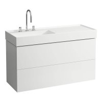 Kartell by Laufen 1200mm 2 Drawer Vanity Unit with Organiser (For Right Hand Shelf Basin) - Matt White