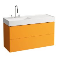 Kartell by Laufen 1200mm 2 Drawer Vanity Unit with Organiser (For Right Hand Shelf Basin) - Ochre Brown