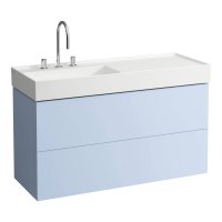 Kartell by Laufen 1200mm 2 Drawer Vanity Unit with Organiser (For Right Hand Shelf Basin) - Grey Blue