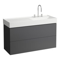 Kartell by Laufen 1200mm 2 Drawer Vanity Unit with Organiser (For Left Hand Shelf Basin) - Slate Grey