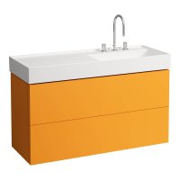 Kartell by Laufen 1200mm 2 Drawer Vanity Unit with Organiser (For Left Hand Shelf Basin) - Ochre Brown