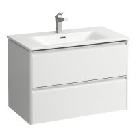 Laufen Palace 800mm 2 Drawer Vanity Unit & Basin with Chrome Handles - Matt White