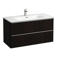 Laufen Palace 1000mm 2 Drawer Vanity Unit & Basin with Chrome Handles - Dark Brown Elm