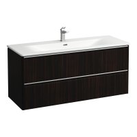 Laufen Palace 1200mm 2 Drawer Vanity Unit & Basin with Chrome Handles - Dark Brown Elm