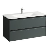 Laufen Palace 1000mm 2 Drawer Vanity Unit & Basin with Black Handles - Traffic Grey