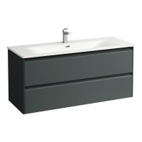 Laufen Palace 1200mm 2 Drawer Vanity Unit & Basin with Black Handles - Traffic Grey