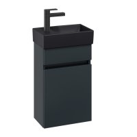 Villeroy & Boch Arto 360mm 1 Door Left Hand Vanity Unit with Black Basin - Satin Grey