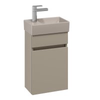 Villeroy & Boch Arto 360mm 1 Door Left Hand Vanity Unit with Almond Basin - Matt Sand Grey