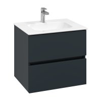 Villeroy & Boch Arto 600mm 2 Drawer Vanity Unit with White Basin - Satin Grey