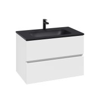 Villeroy & Boch Arto 800mm 2 Drawer Vanity Unit with Black Basin - Satin White