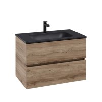 Villeroy & Boch Arto 800mm 2 Drawer Vanity Unit with Black Basin - Oak Kansas