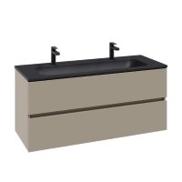 Villeroy & Boch Arto 1200mm 2 Drawer Vanity Unit with Black Basin - Matt Sand Grey