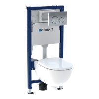 Geberit Selnova Wall-Hung Toilet with Seat, Frame, Cistern & Delta 20 Flush Plate (4 in 1 Pack)