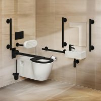 Armitage Shanks Concept Freedom Right Hand Wall Hung Doc M Pack with Black Rails (Left Hand Basin)