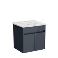 Vitra S50+ 600mm 2 Door Vanity Unit & Basin - Gloss Anthracite