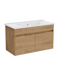 Vitra S50+ 1000mm 2 Door Vanity Unit & Basin - Golden Oak