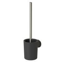 Coram Tune Toilet Brush & Holder - Brushed Stainless Steel/Black