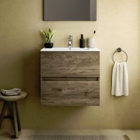 Ideal Standard Eurovit+ 50cm Wall Mounted Vanity Unit with 2 Drawers - Flint Hickory