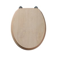 Tavistock Millennium Toilet Seat with Chrome Hinges - Limed Oak Wood Veneer