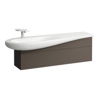 Laufen Alessi 1350mm 1 Drawer Vanity Unit with Left Hand Cut-Out - Dark Brown