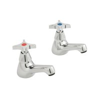 Vado Astra Basin Pillar Taps CD Valve 1/2" with Cross Handles - Chrome