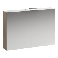 Laufen Base 1000mm 2 Door Mirror Cabinet with Light & Shaver Socket - Light Elm