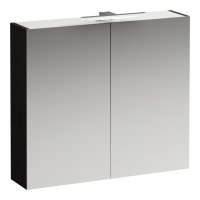 Laufen Base 800mm 2 Door Mirror Cabinet with Light & Shaver Socket - Dark Elm