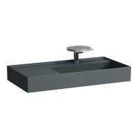 Kartell by Laufen 900mm SaphirKeramik Basin with Left Hand Shelf - Matt Graphite