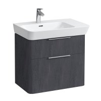 Laufen Moderna 650mm 2 Drawer Vanity Unit for Left Hand Basin - Dark Grey Oak