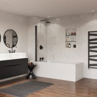 Coram 550mm Compact Curved Bath Screen - Black