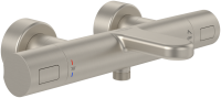 Villeroy & Boch Universal Thermostatic Round Bath Shower Mixer Tap - Matt Brushed Nickel