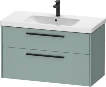 Duravit D-Code 984mm x 460mm 2 Drawer Wall Hung Vanity Unit w/ Black Handle - Fjord Green