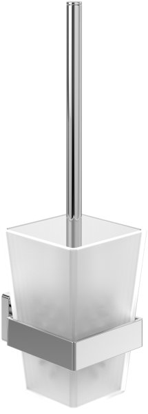 Villeroy & Boch Elements Striking Wall Mounted Frosted Glass Toilet Brush Set - Chrome