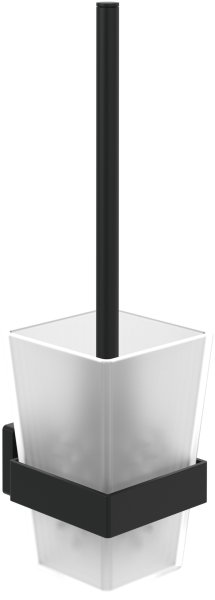 Villeroy & Boch Elements Striking Wall Mounted Frosted Glass Toilet Brush Set - Matt Black