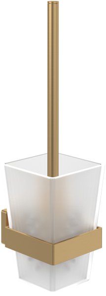 Villeroy & Boch Elements Striking Wall Mounted Frosted Glass Toilet Brush Set - Brushed Gold