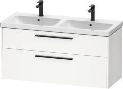 Duravit D-Code 1184mm x 460mm 2 Drawer Wall Hung Vanity Unit w/ Black Handle - Matt White