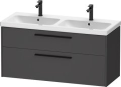 Duravit D-Code 1184mm x 460mm 2 Drawer Wall Hung Vanity Unit w/ Black Handle - Matt Graphite