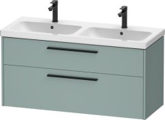 Duravit D-Code 1184mm x 460mm 2 Drawer Wall Hung Vanity Unit w/ Black Handle - Fjord Green