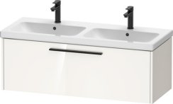 Duravit D-Code 1184mm x 460mm 1 Drawer Wall Hung Vanity Unit w/ Black Handle - Gloss White