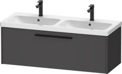 Duravit D-Code 1184mm x 460mm 1 Drawer Wall Hung Vanity Unit w/ Black Handle - Matt Graphite