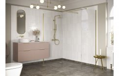 Purity Collection Icona 800mm Wetroom Side Panel & Arm - Brushed Brass