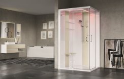 Novellini Skill A Essential 120 x 100cm Multifunction Shower Cubicle with 2 Sliding Doors & 2 Fixed Panels (Corner Entry)