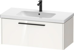 Duravit D-Code 984mm x 460mm 1 Drawer Wall Hung Vanity Unit w/ Black Handle - Gloss White